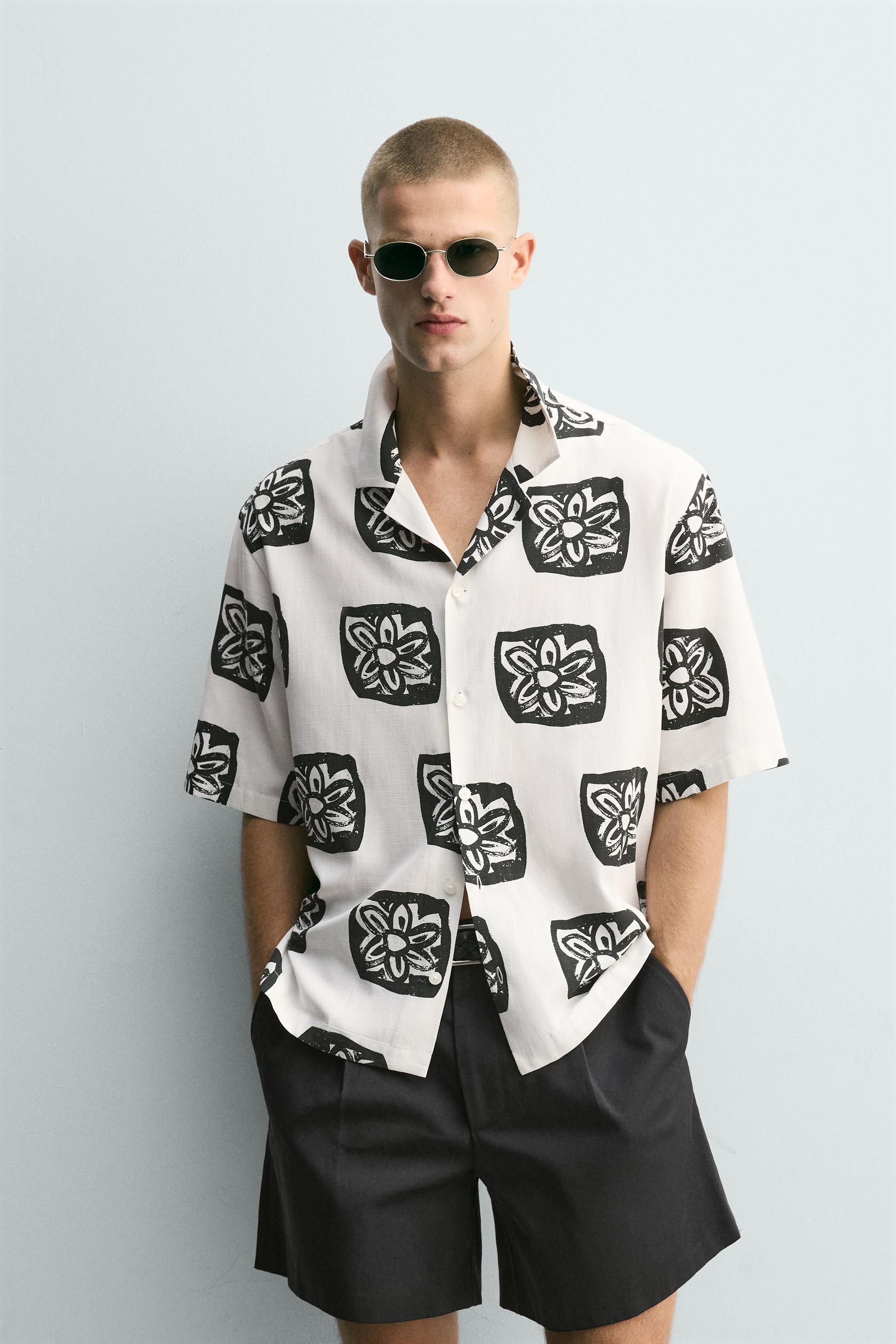 CONTRAST PRINT RELAXED FIT SHIRT